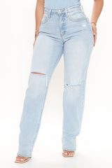 90's Nostalgia Slouchy Straight Leg Jeans - Light Blue Wash Ins Street