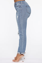 Need A New High Rise Mom Jeans - Medium Blue Wash Ins Street
