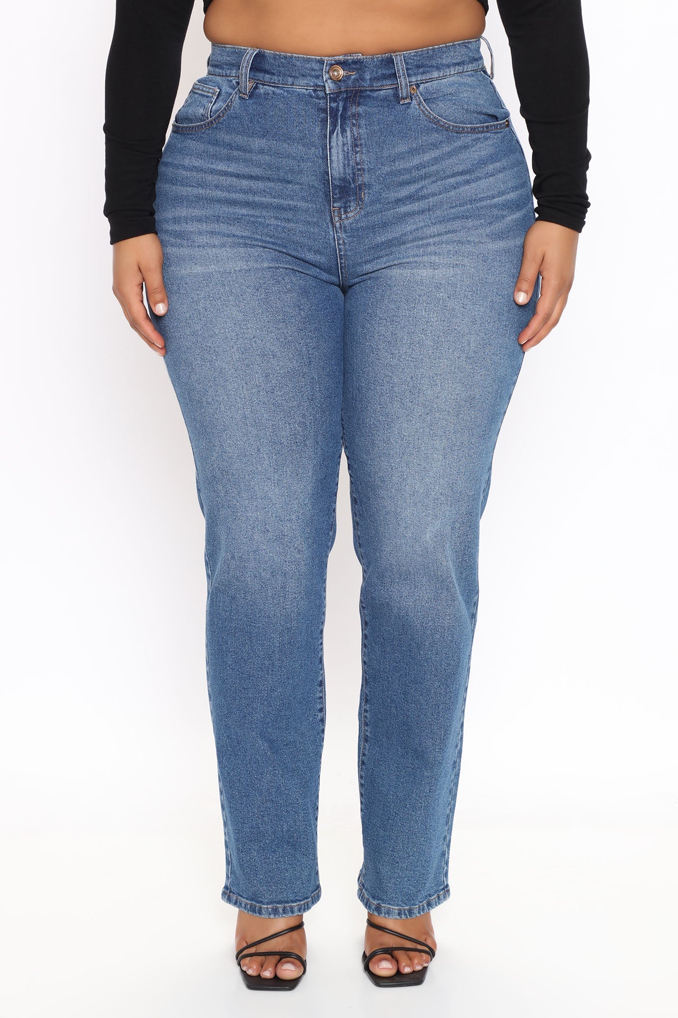 Night Out In Paris Straight Leg Jeans - Medium Blue Wash Ins Street