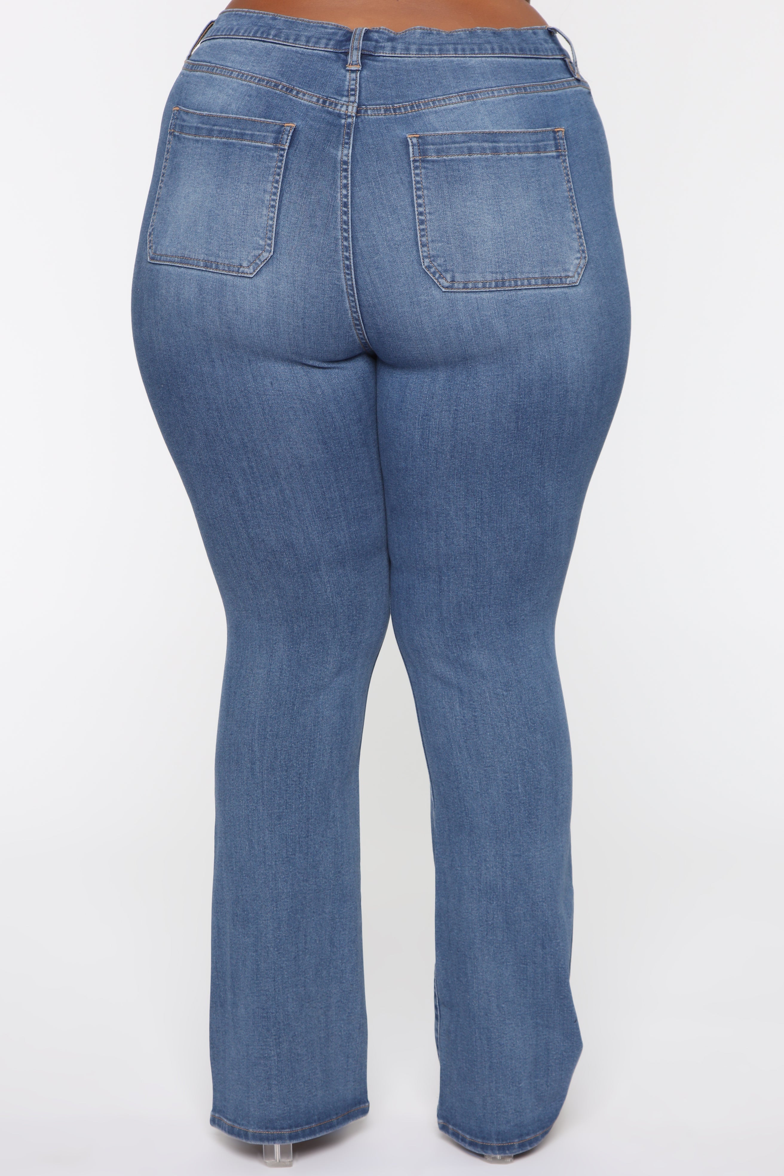 Katt Flare Button Jeans - Medium Blue Wash Ins Street