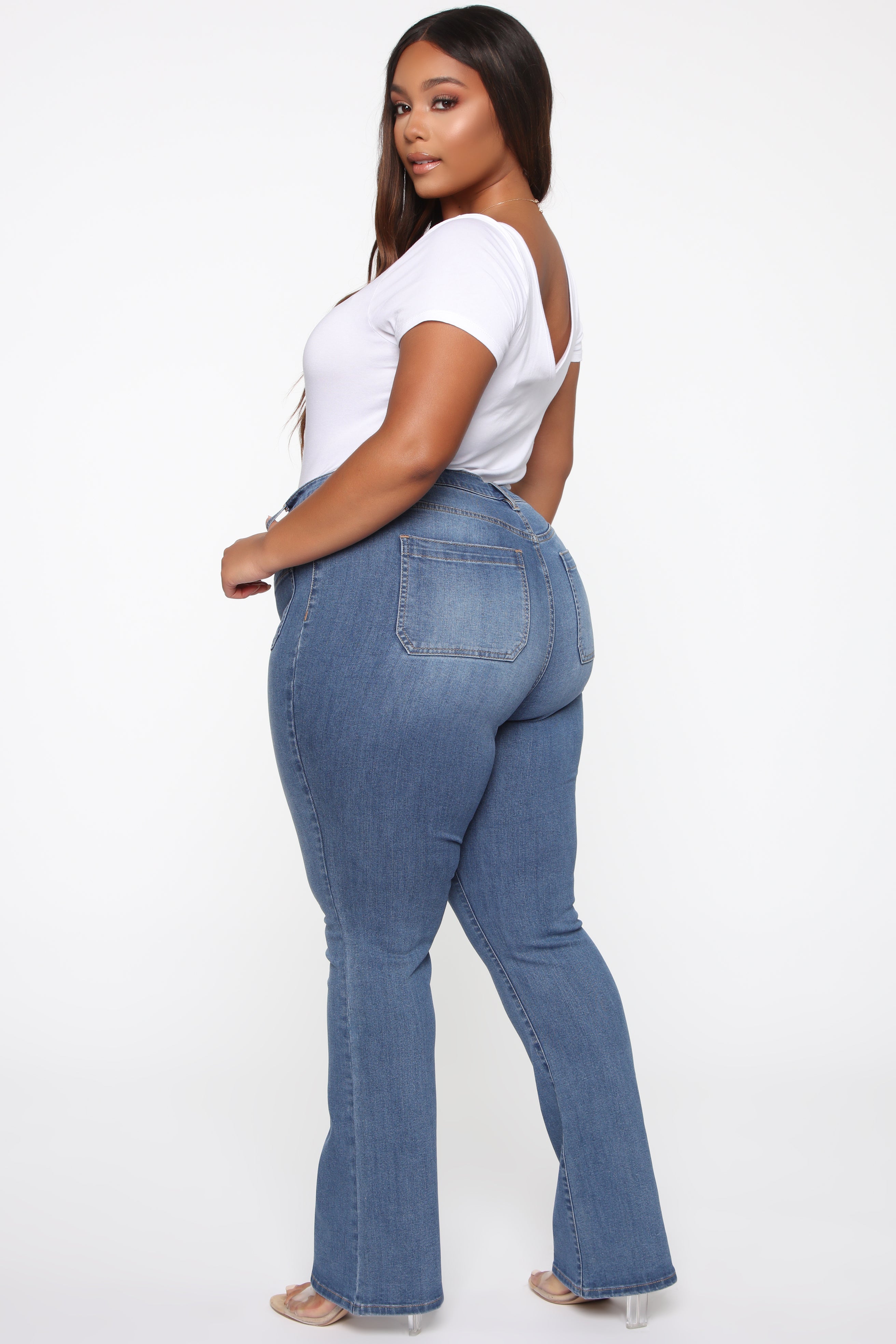 Katt Flare Button Jeans - Medium Blue Wash Ins Street