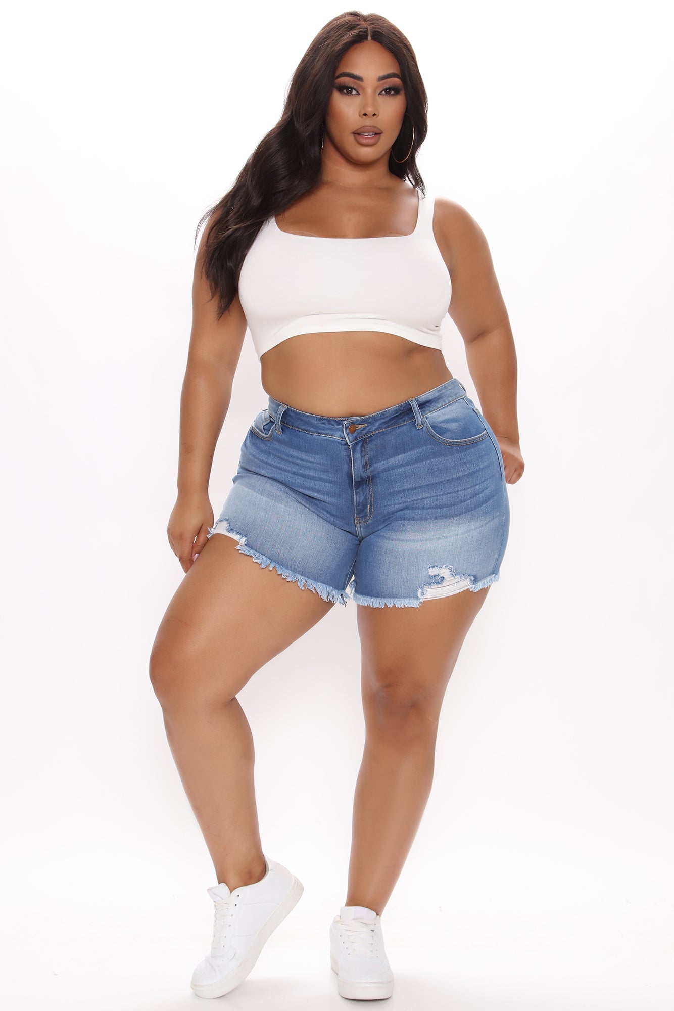 Only The Finest Stretch Denim Shorts - Medium Blue Wash Ins Street