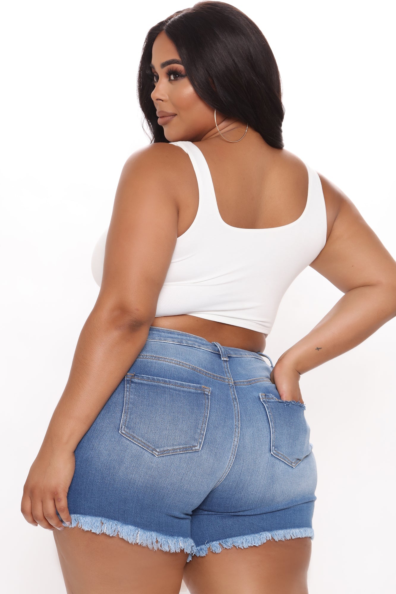 Only The Finest Stretch Denim Shorts - Medium Blue Wash Ins Street