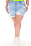 Just My Taste Ripped Stretch Denim Shorts - Medium Blue Wash – InsStreet