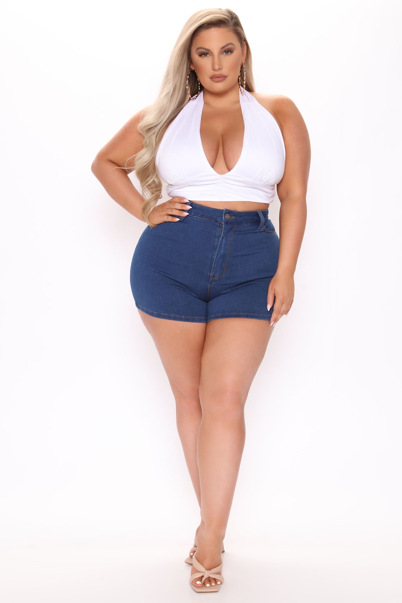 Do Me A Solid Denim Shorts - Dark Denim Ins Street
