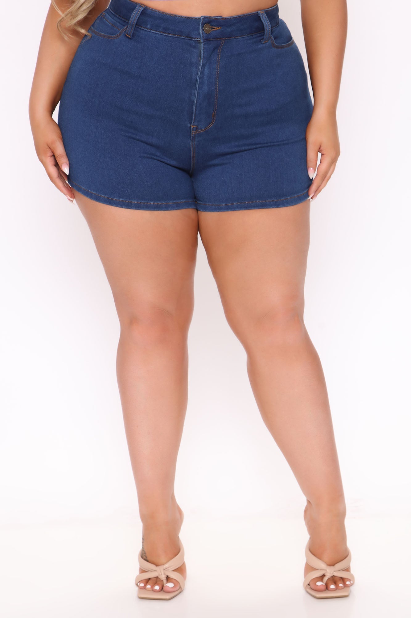 Do Me A Solid Denim Shorts - Dark Denim Ins Street