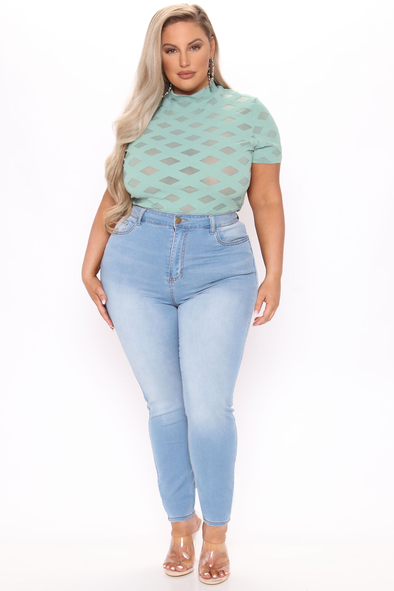 Alexa High Rise Skinny Jeans - Light Blue Wash Ins Street