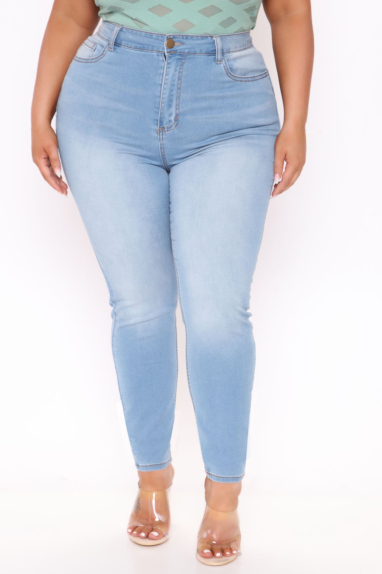 Alexa High Rise Skinny Jeans - Light Blue Wash Ins Street