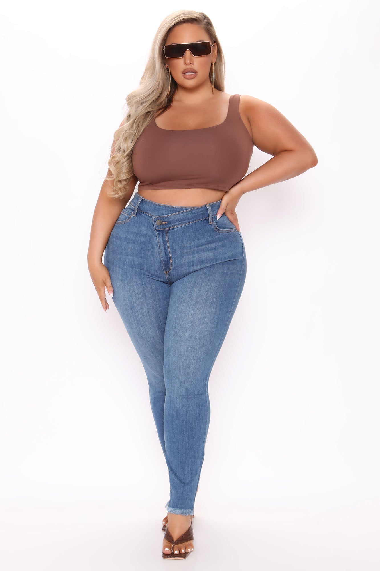 Cross Me Once Stretch Skinny Jeans - Medium Blue Wash Ins Street