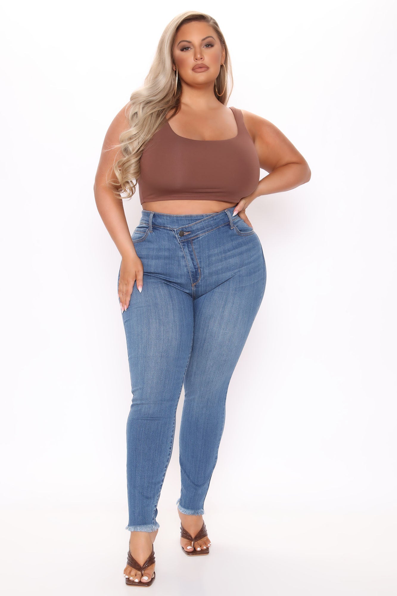 Cross Me Once Stretch Skinny Jeans - Medium Blue Wash Ins Street