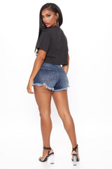 The Story Continues Distressed Denim Shorts - Dark Wash Ins Street
