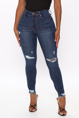 Different City Every Night Distressed Ankle Jeans - Dark Wash Ins Street