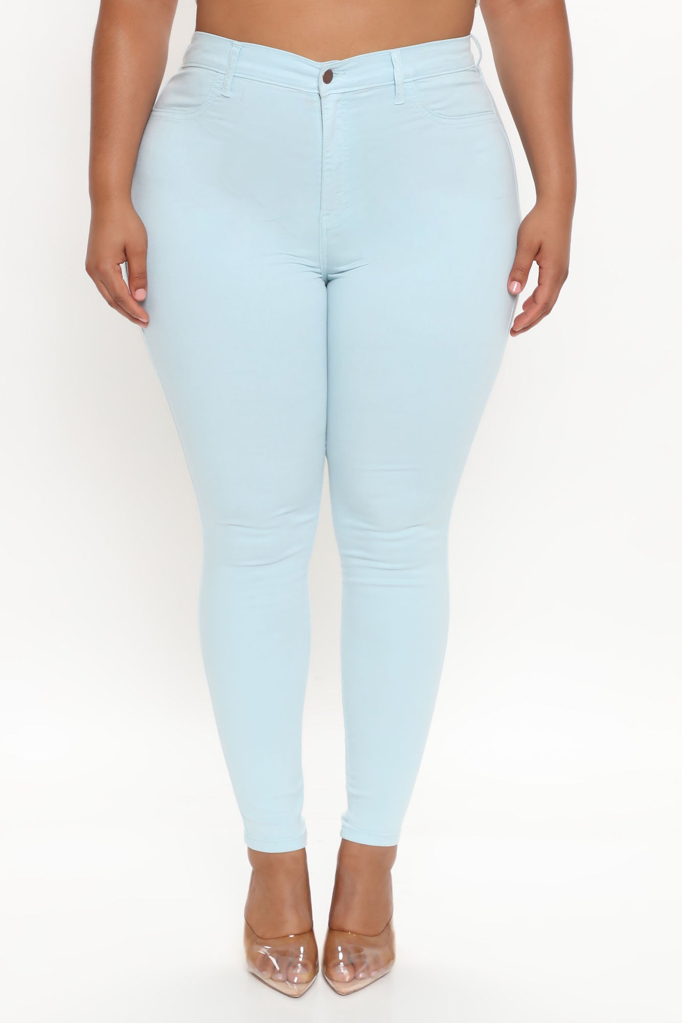 Classic High Waist Skinny Jeans - Light Blue Ins Street