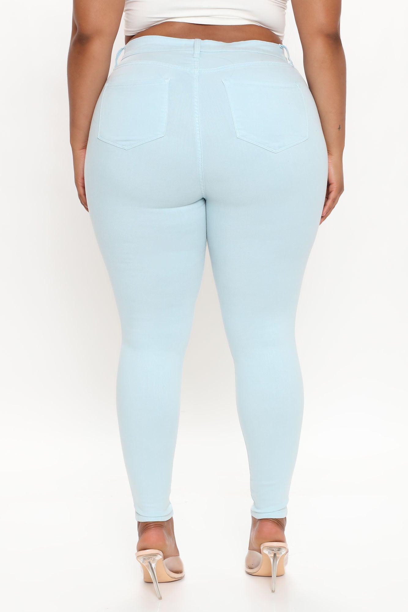 Classic High Waist Skinny Jeans - Light Blue Ins Street