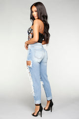 Simply Shredded Boyfriend Jean - Light Blue Wash Ins Street