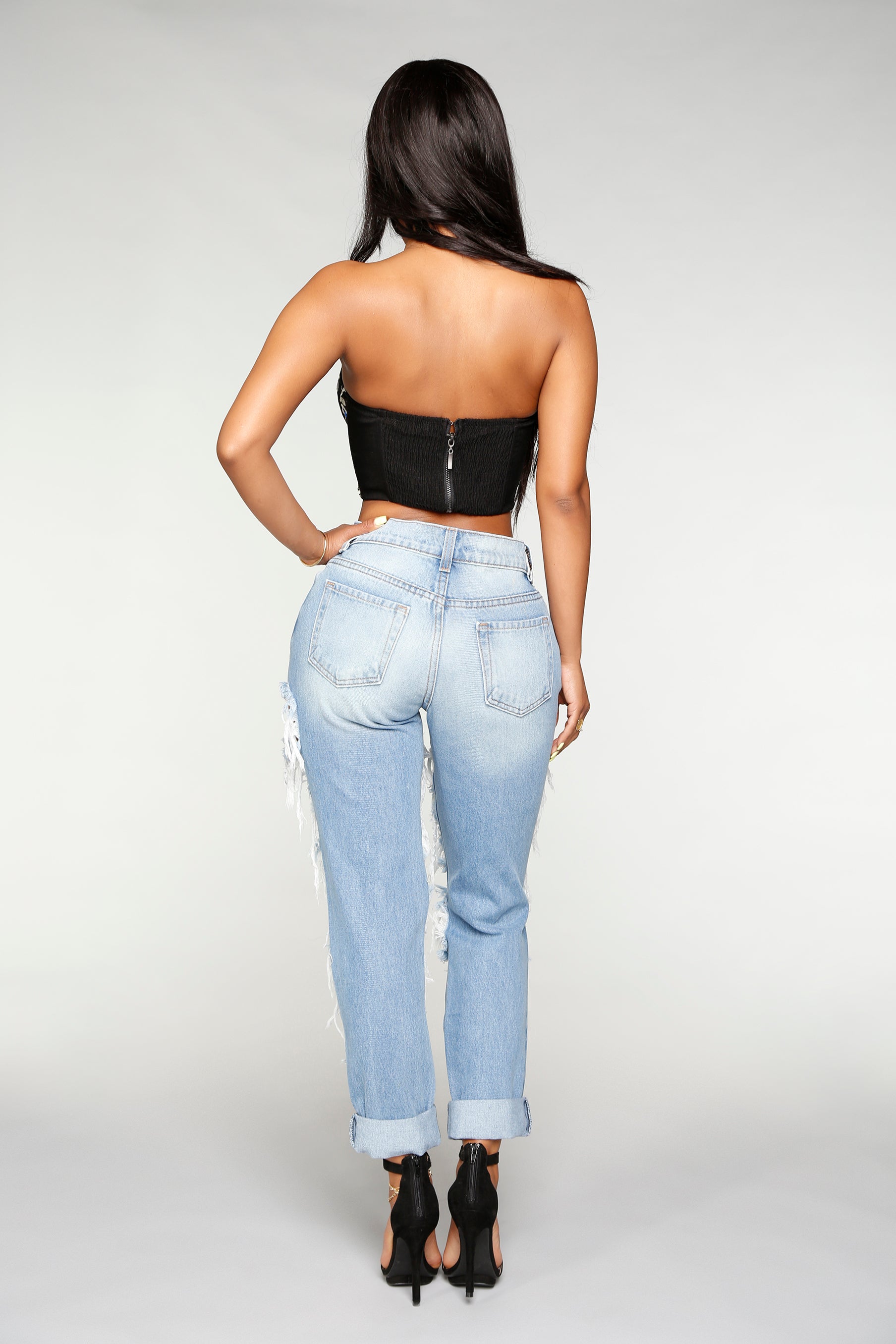 Simply Shredded Boyfriend Jean - Light Blue Wash Ins Street