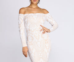 Sierra Sequin Off The Shoulder Formal Dress Ins Street