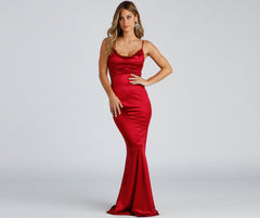 Shakira Cowl Neck Lace Mermaid Formal Dress Ins Street