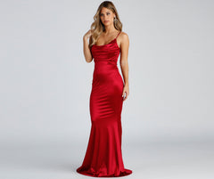 Shakira Cowl Neck Lace Mermaid Formal Dress Ins Street