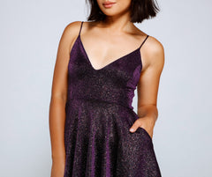 Shimmering Nights Glitter Skater Dress Ins Street