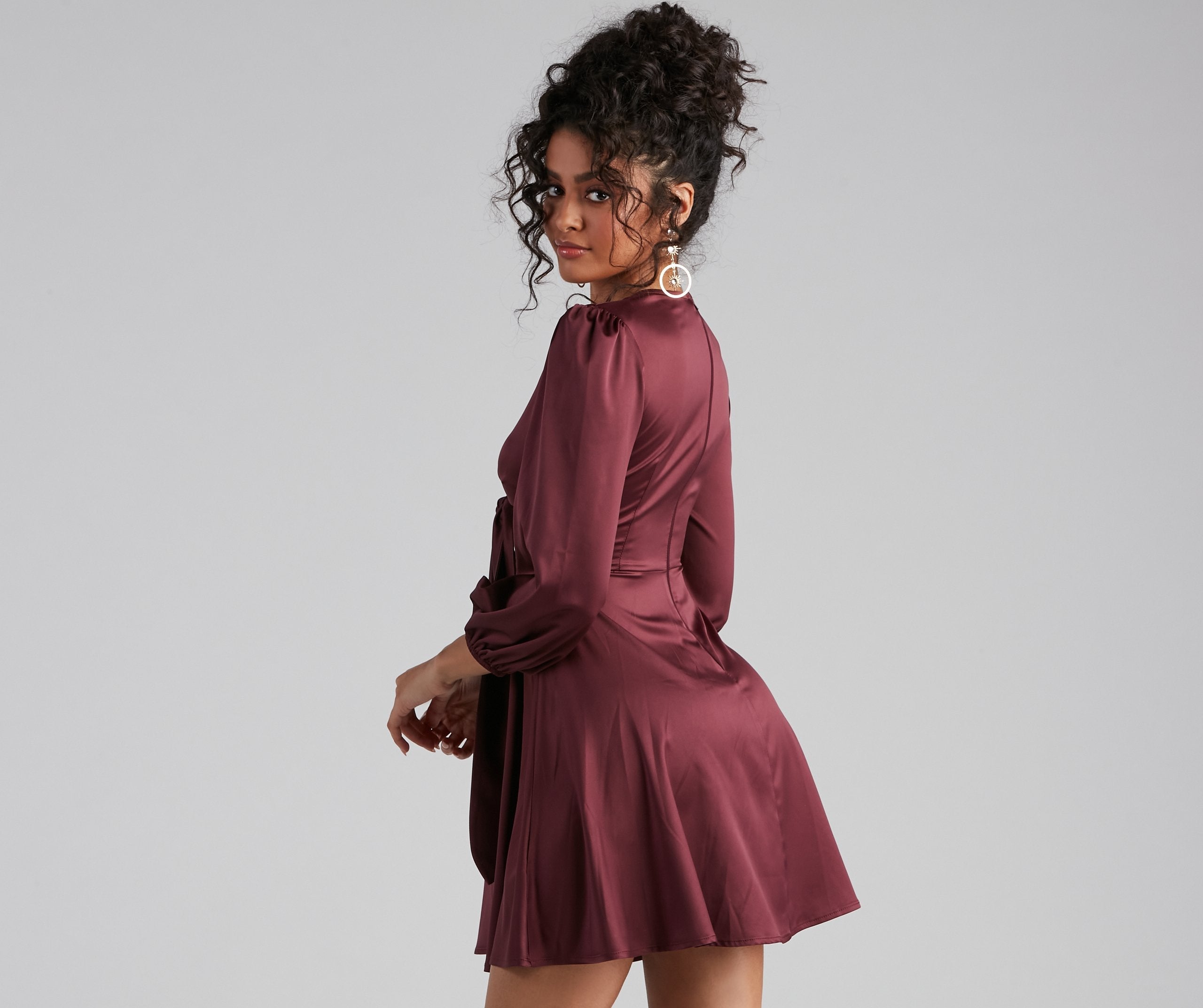 Sleek Satin Tie-Front Mini Dress Ins Street