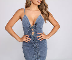 Laced Up In Denim Dress Ins Street