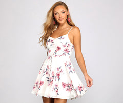 Simply Stunning Floral Chiffon Skater Dress Ins Street