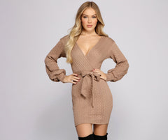 Cozy And Cute Cable Knit Mini Dress Ins Street