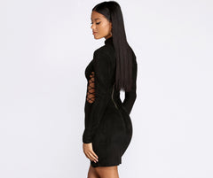 Lace Up Suede Mini Dress Ins Street