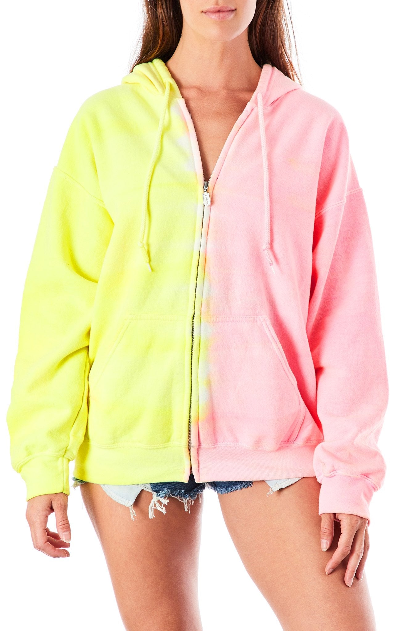 TWO TONE TIE DYE ZIP UP SWEATSHIRT CARMAR