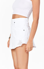 WHITE BEATRICE RHINESTONE ZIP FRONT SKIRT Carmar Denim