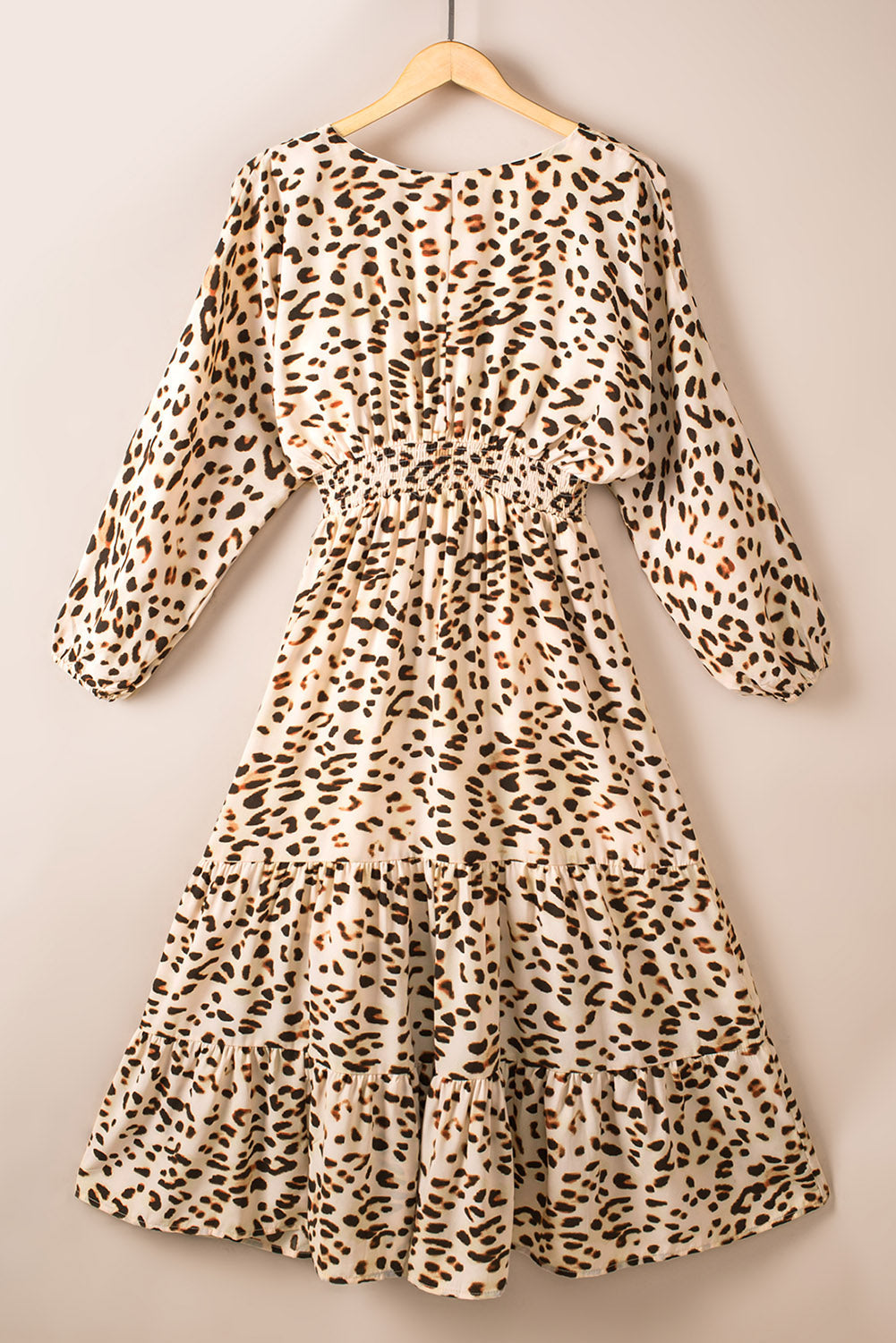 Leopard Smocked Waist Tiered Dress Ins Street