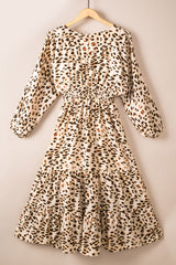 Leopard Smocked Waist Tiered Dress Ins Street