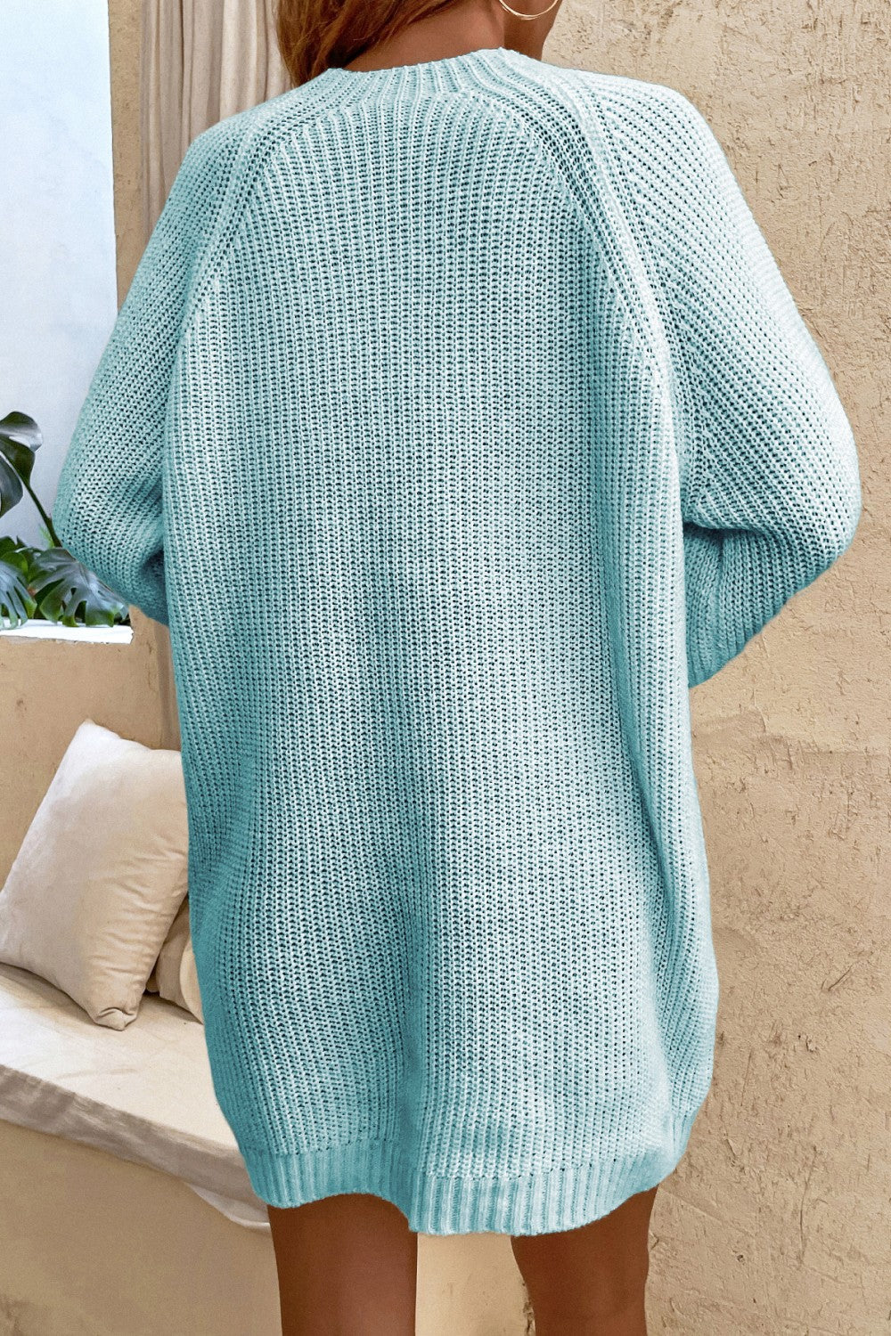 Lace-Up Balloon Sleeve Sweater Dress Ins Street