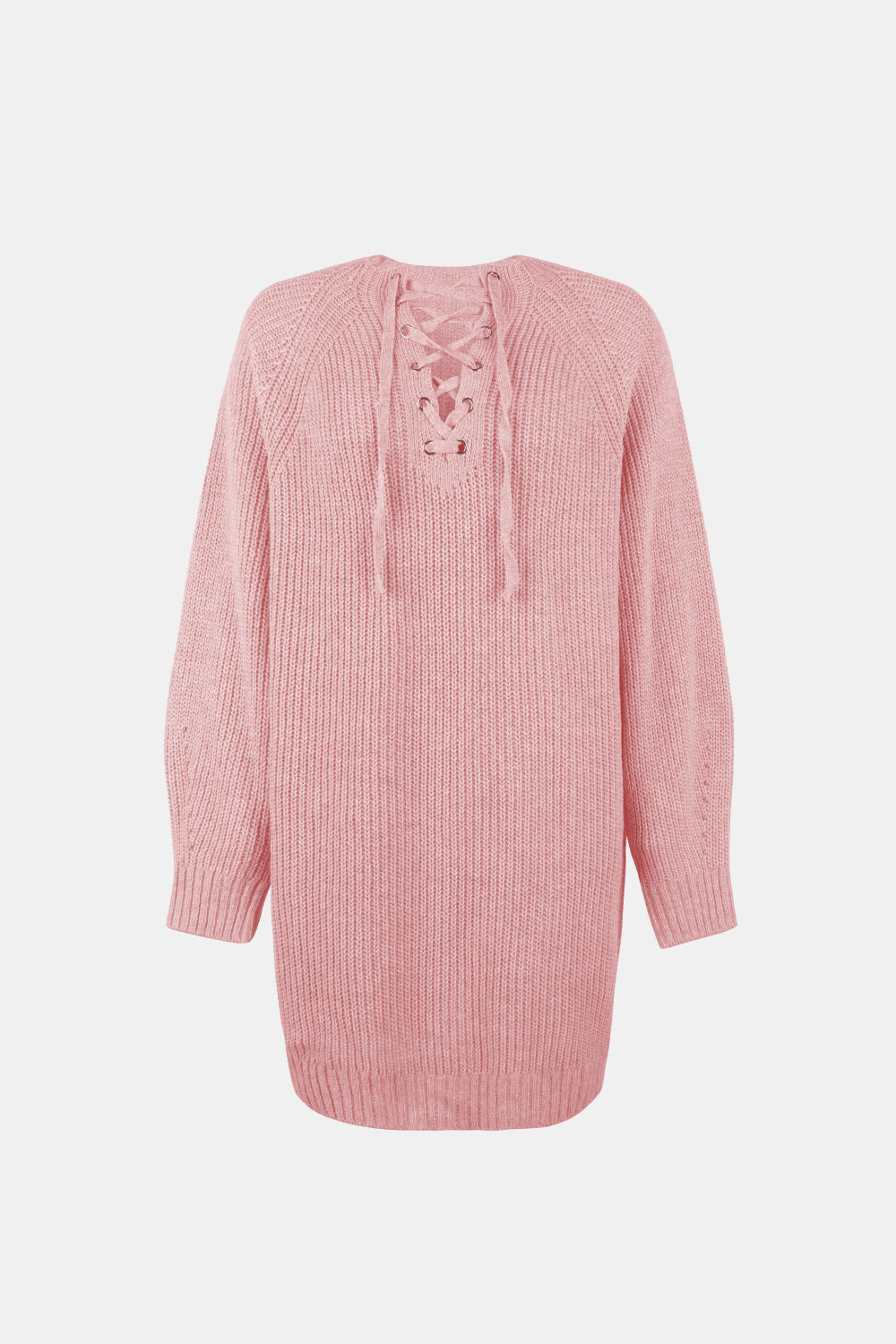 Lace-Up Balloon Sleeve Sweater Dress Ins Street