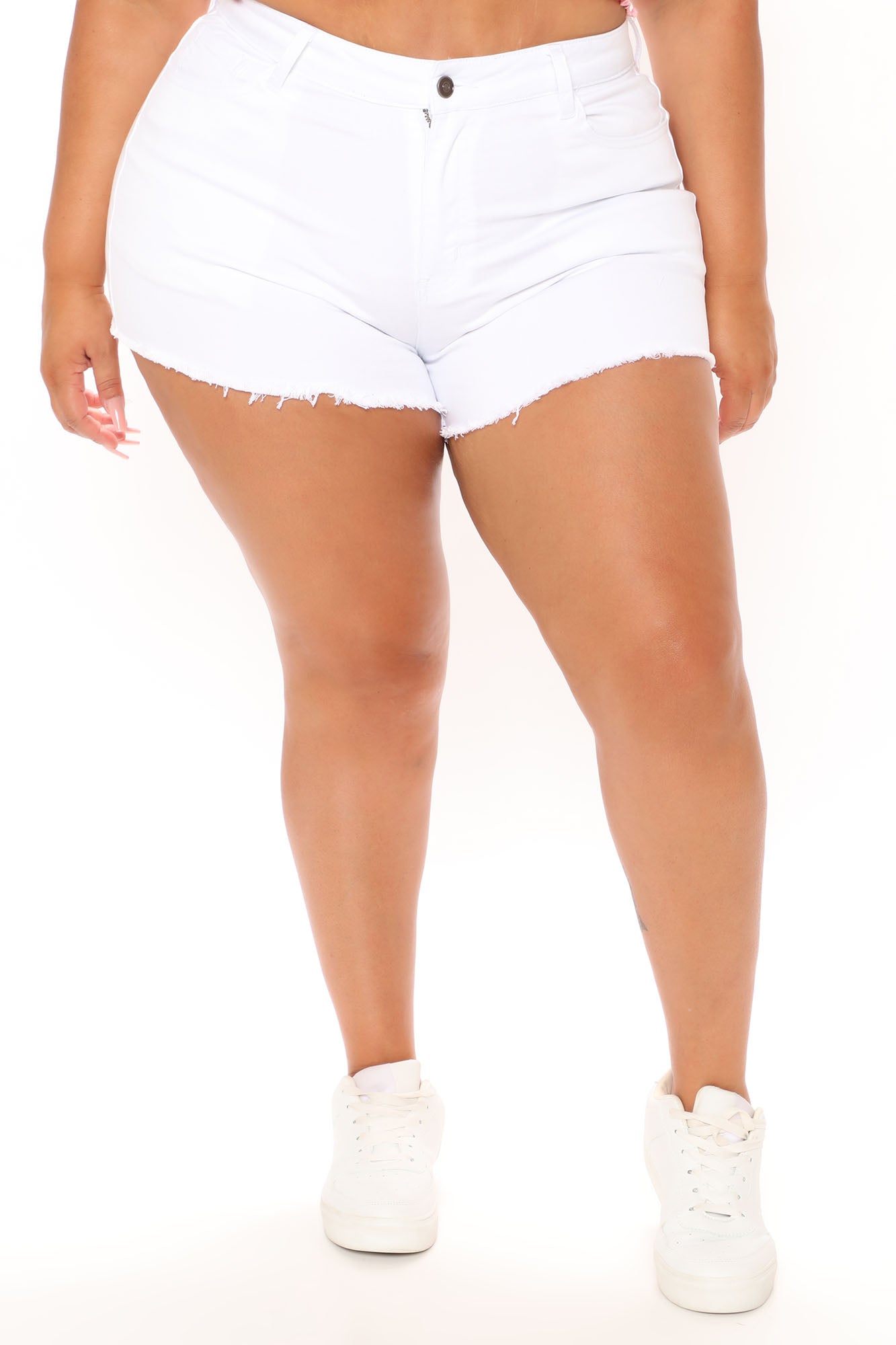 Slay The Fray Denim Shorts - White Ins Street
