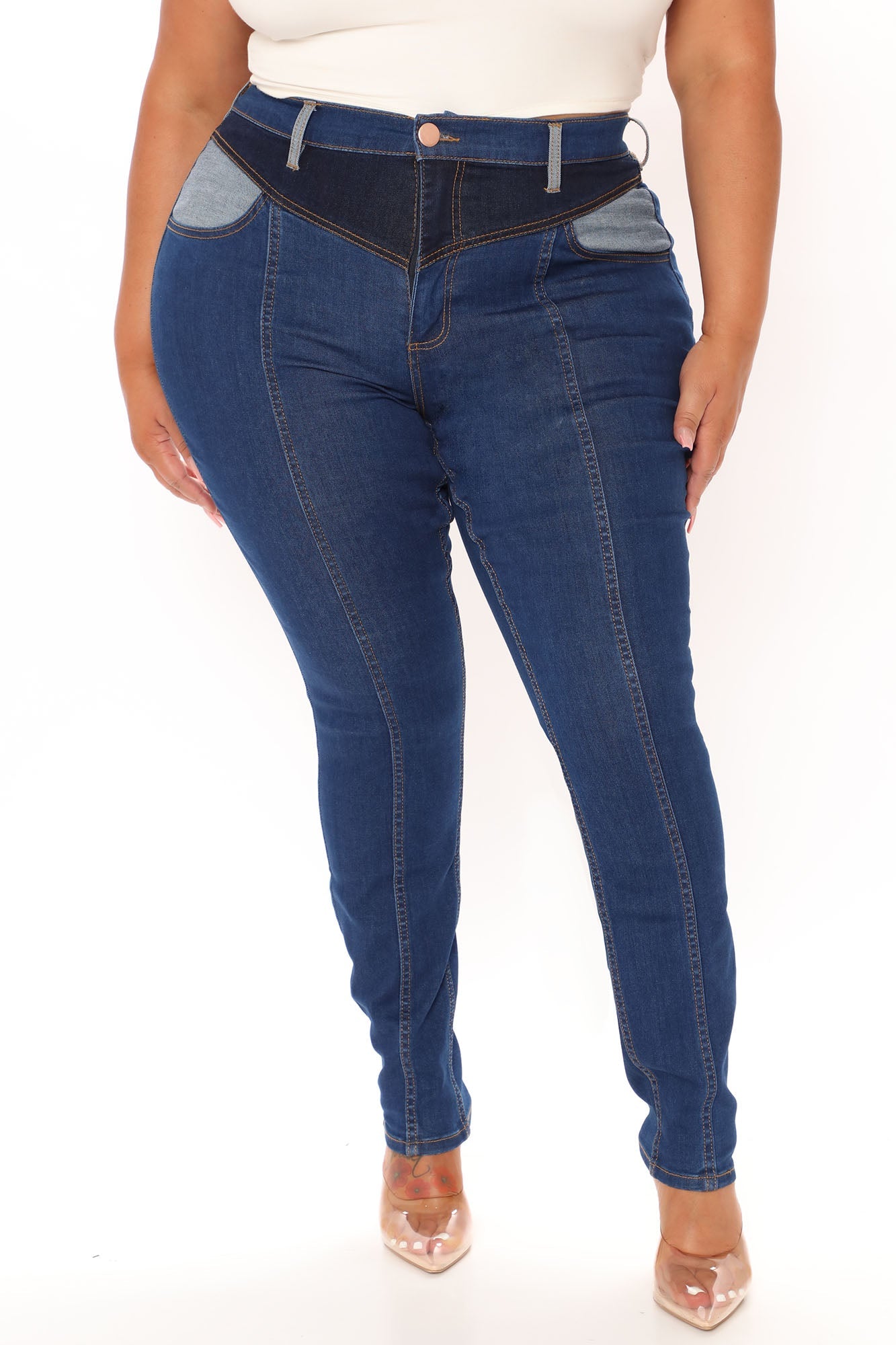 Nice To Meet Ya Colorblock Skinny Jeans - Dark Wash Ins Street
