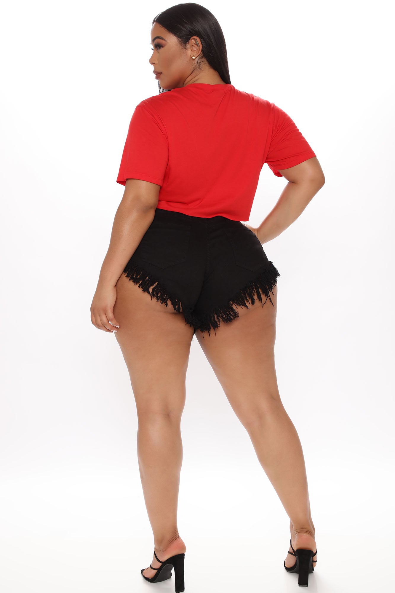 Crazy Little Fringe Distressed Denim Shorts - Black Ins Street