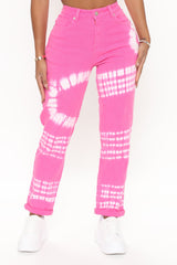 Follow You Anywhere Tie Dye Mom Jeans - Pink Ins Street