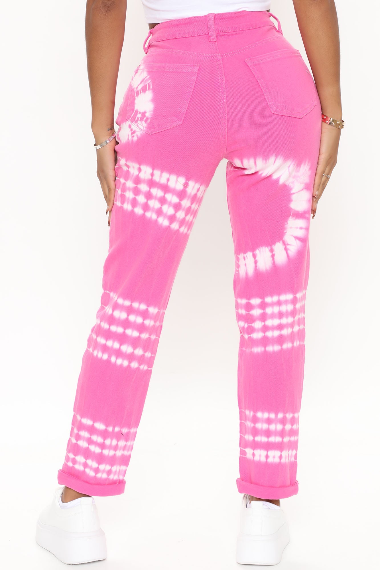 Follow You Anywhere Tie Dye Mom Jeans - Pink Ins Street