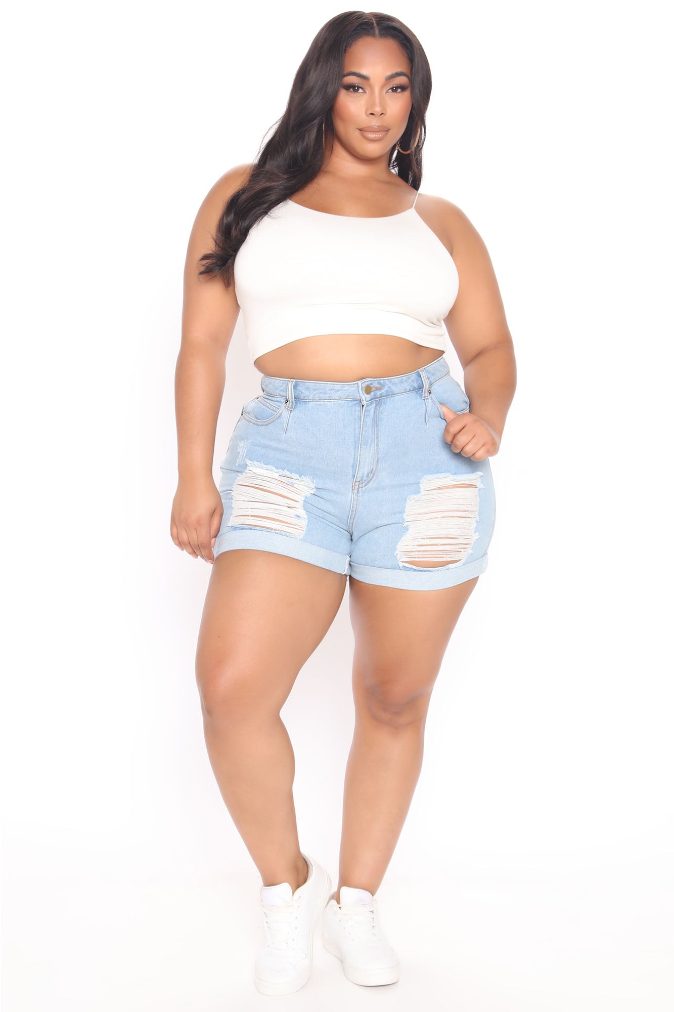 Going Bad High Rise Denim Shorts - Light Wash Ins Street
