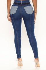 Nice To Meet Ya Colorblock Skinny Jeans - Dark Wash Ins Street