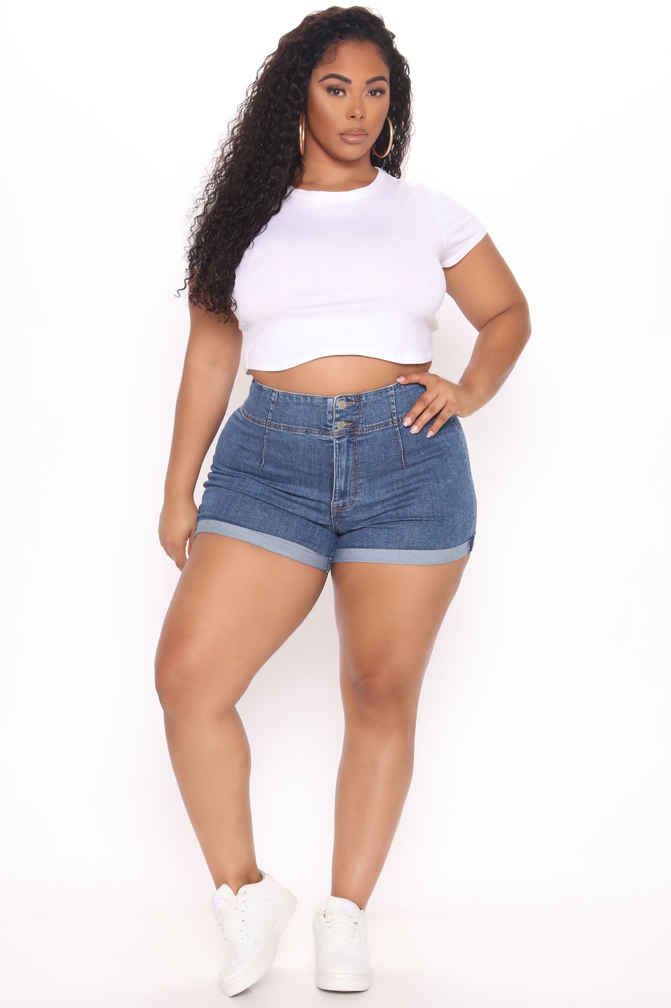 Leihlani Super Stretch Denim Shorts - Medium Blue Wash Ins Street