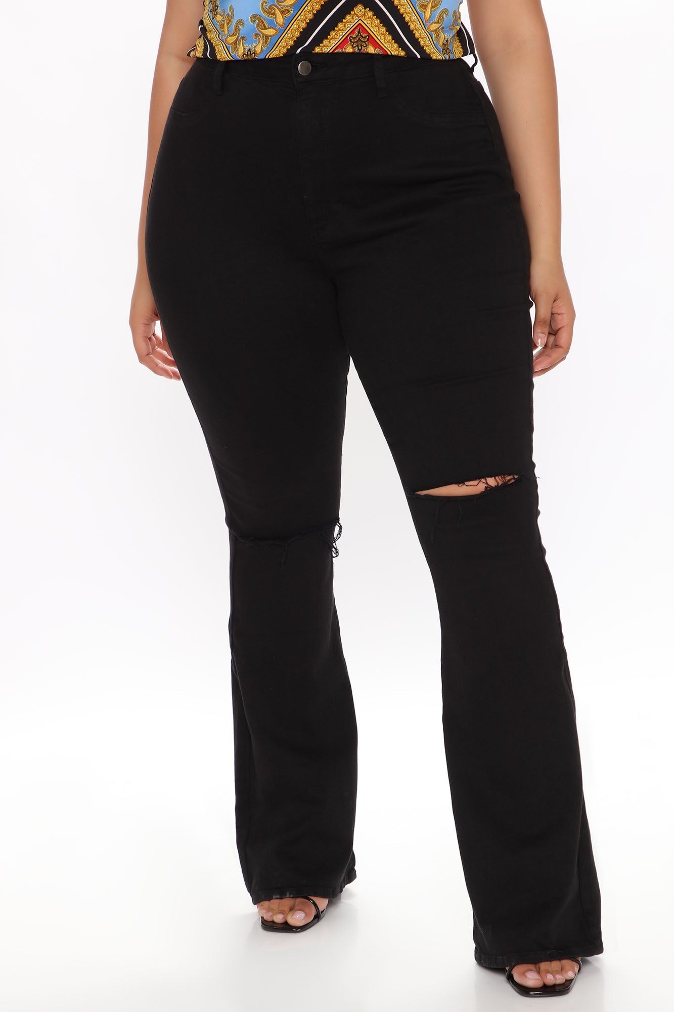 Here To Stay Flare Jeans - Black Ins Street