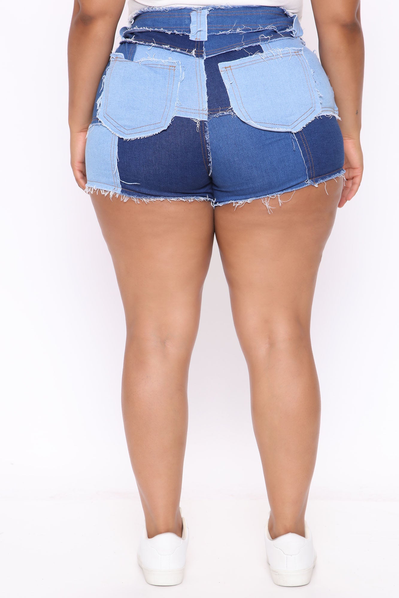 Piece Of Art Patchwork Denim Shorts - Blue/combo Ins Street