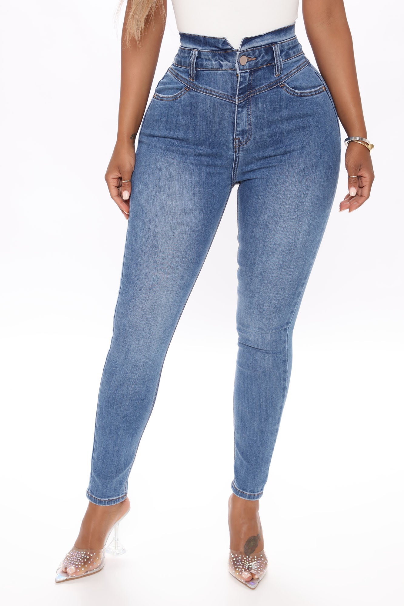 Adelaide Super High Rise Skinny Jeans - Medium Blue Wash Ins Street