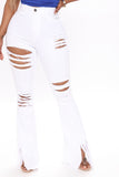 Let Your Flare Down Distressed Jeans - White Ins Street