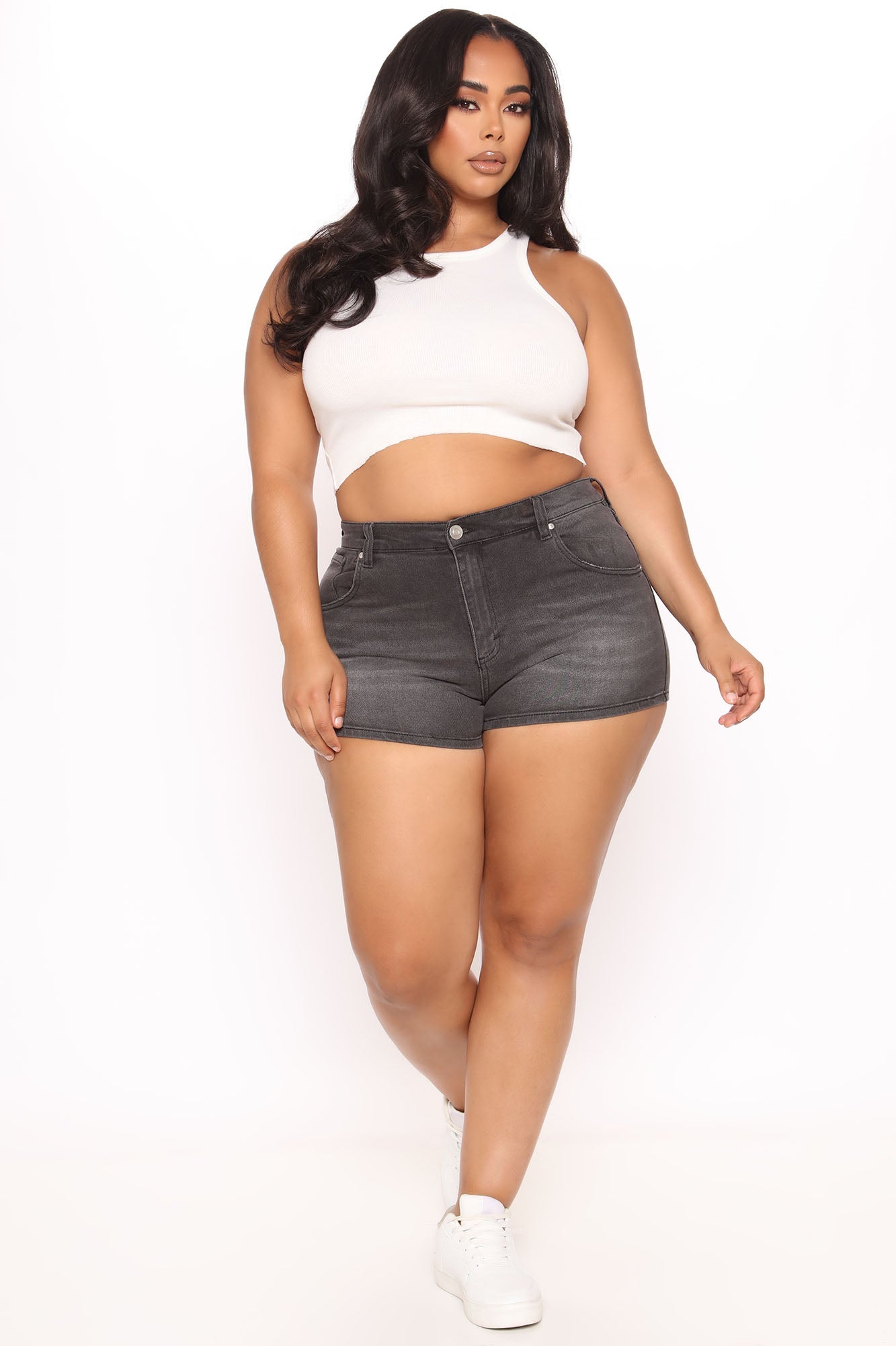 Graciela Super Stretch Denim Booty Shorts - Black Ins Street
