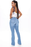 Here To Stay Flare Jeans - Medium Blue Wash Ins Street