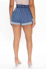 Waist Of Time Distressed Denim Shorts - Medium Blue Wash Ins Street